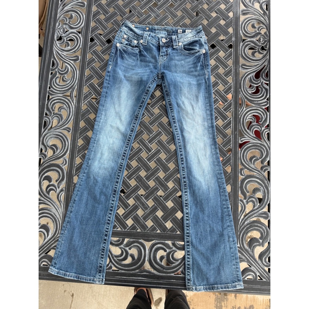 Miss Me Boot Cut Jeans in Medium Blue Wash